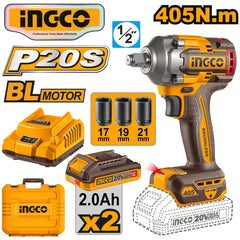 Ingco by Winland P20S/20V Lithium-ion Brushless AI Impact Wrench 1/2" 405N.m ING- CT