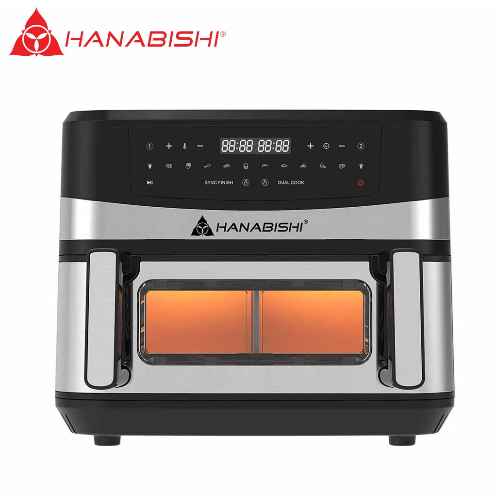 Hanabishi by Winland 10.5L Digital Dual Air Fryer 10 Cooking Program Functions 2400W-HDAIRFRY-105SS