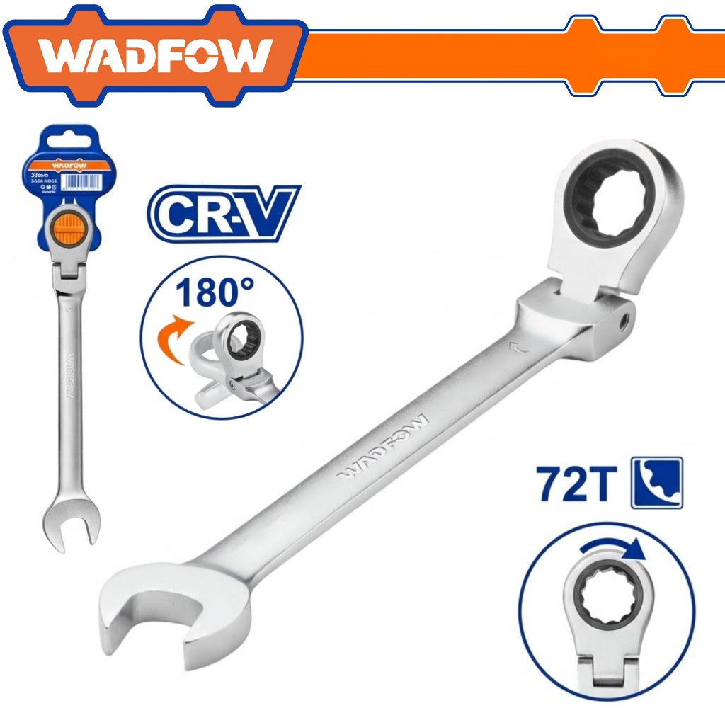Wadfow by Winland Flexible 180° Ratchet Spanner Chrome Plated 14 mm WAD-HT