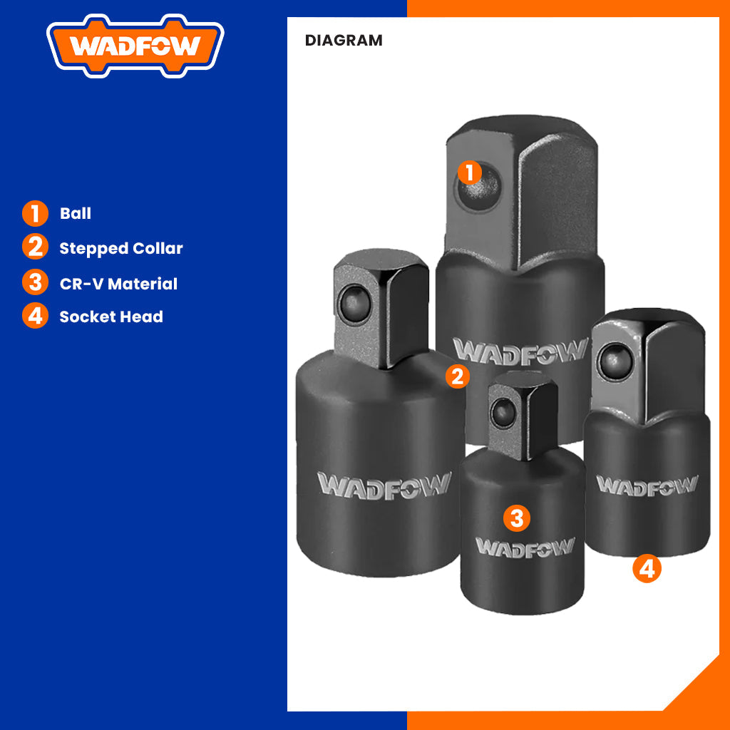 Wadfow 4pcs Impact Socket Adapter Set Material WMS6404