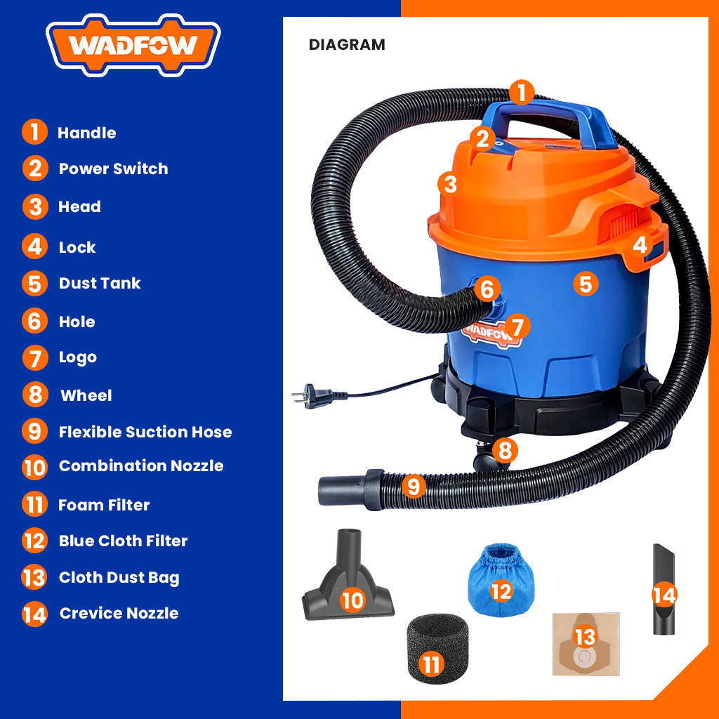 Wadfow Wet & Dry Vacuum Cleaner 10L WVR1A10