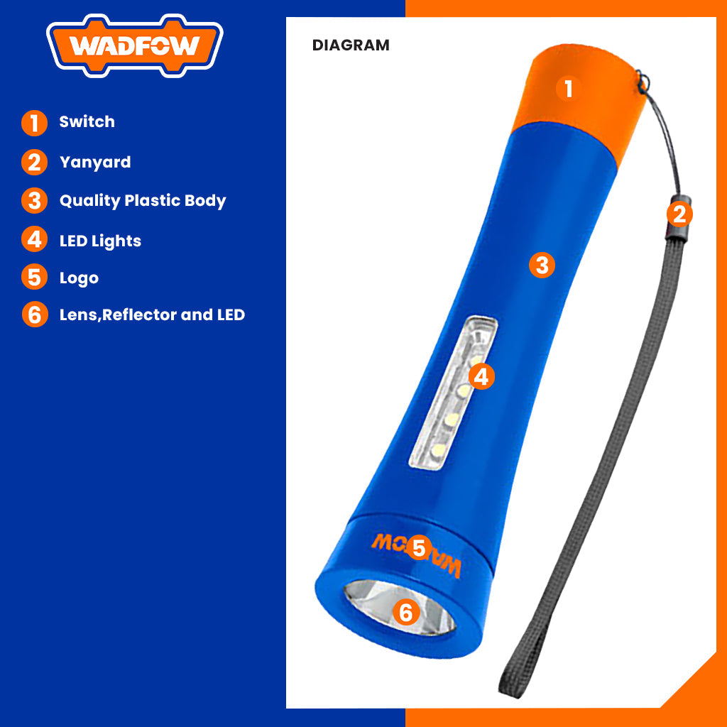 Wadfow Emergency Flashlight with Strong plastic body 35Lumens WFL10035