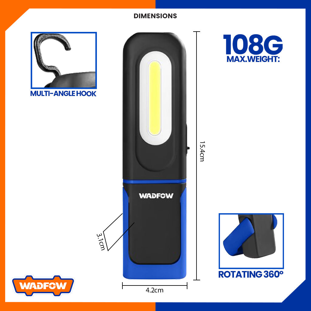 Wadfow Rechargeable Emergency Flashlight w/ 20m Irradiation Distance 350Lumens Construction WFL7508