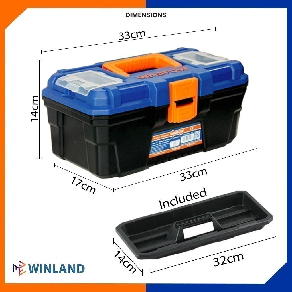 Wadfow  13inch-16inch Plastic Tool Box Organizer Case /w Removable Tray Heavy Duty WAD-HT