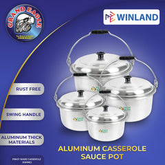 Grand Eagle by Winland Pinoyware Aluminum Casserole Sauce Pot Heavy Duty Swing Handle with Cover