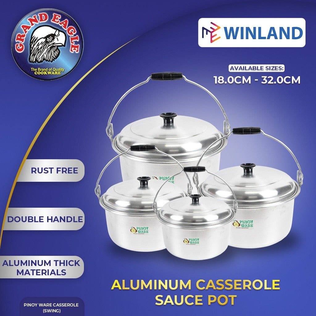 Grand Eagle by Winland Pinoyware Aluminum Casserole Sauce Pot Heavy Duty Swing Handle with Cover