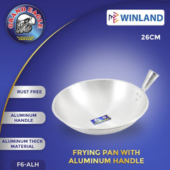 Grand Eagle by Winland Cookware Thick Aluminum Kawali Frying Pan with Aluminum Handle
