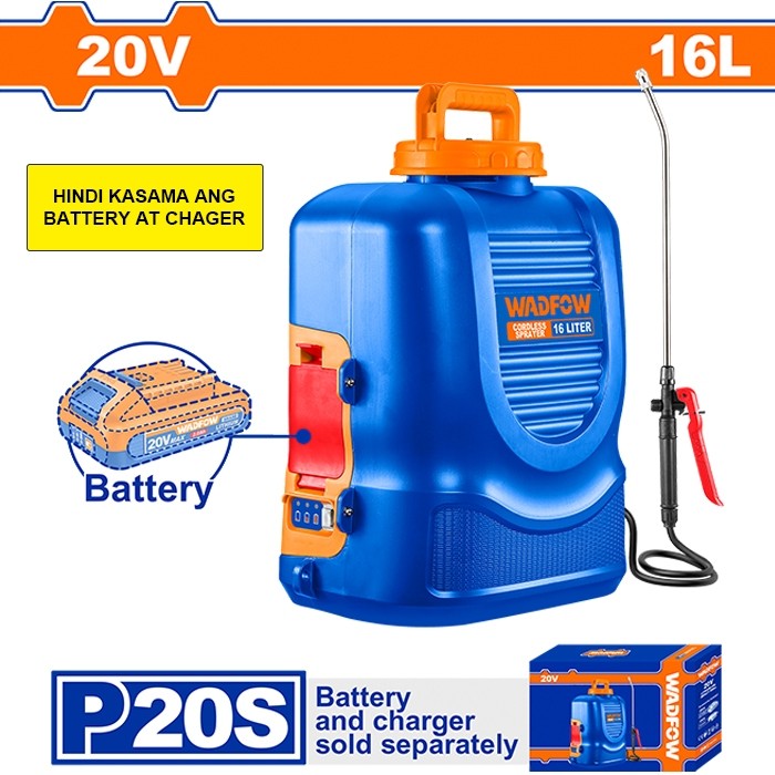 Wadfow by Winland P20S/20V Li-Ion Cordless Sprayer Agricultural Backpack Tank 16L WAD-PT