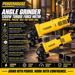 Powerhouse Angle Grinder 1300W Torque Force Motor with Single & Variable Speed (PH-PT&S)