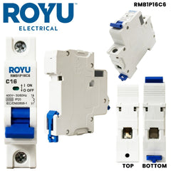 Royu by Winland Miniature Circuit Breaker (MCB) 6kA, 1-Pole, 400V AC, 1-Module DIN Rail Mount