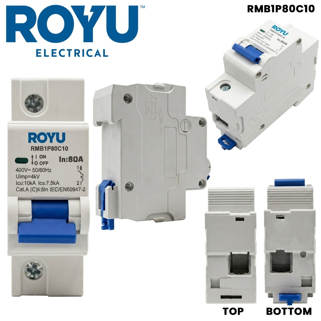 Royu by Winland Miniature Circuit Breaker (MCB) 10kA, 1-Pole, 400V AC, 1.5-Module DIN Rail Mount