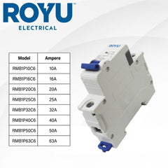 Royu by Winland Miniature Circuit Breaker (MCB) 6kA, 1-Pole, 400V AC, 1-Module DIN Rail Mount