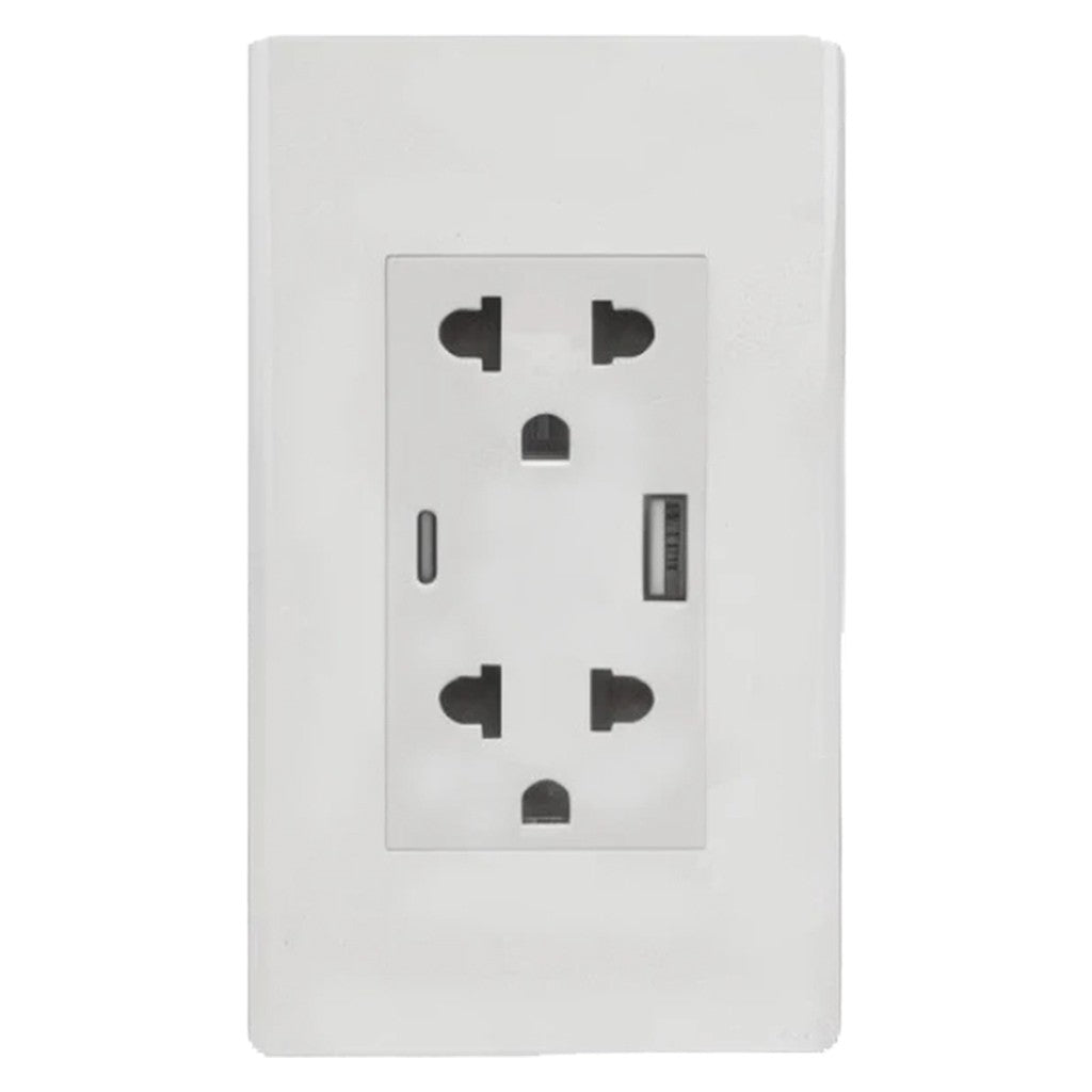 Powerhouse 3-Gang Duplex Universal Outlet w/ USB & Type C Port (PH-E)