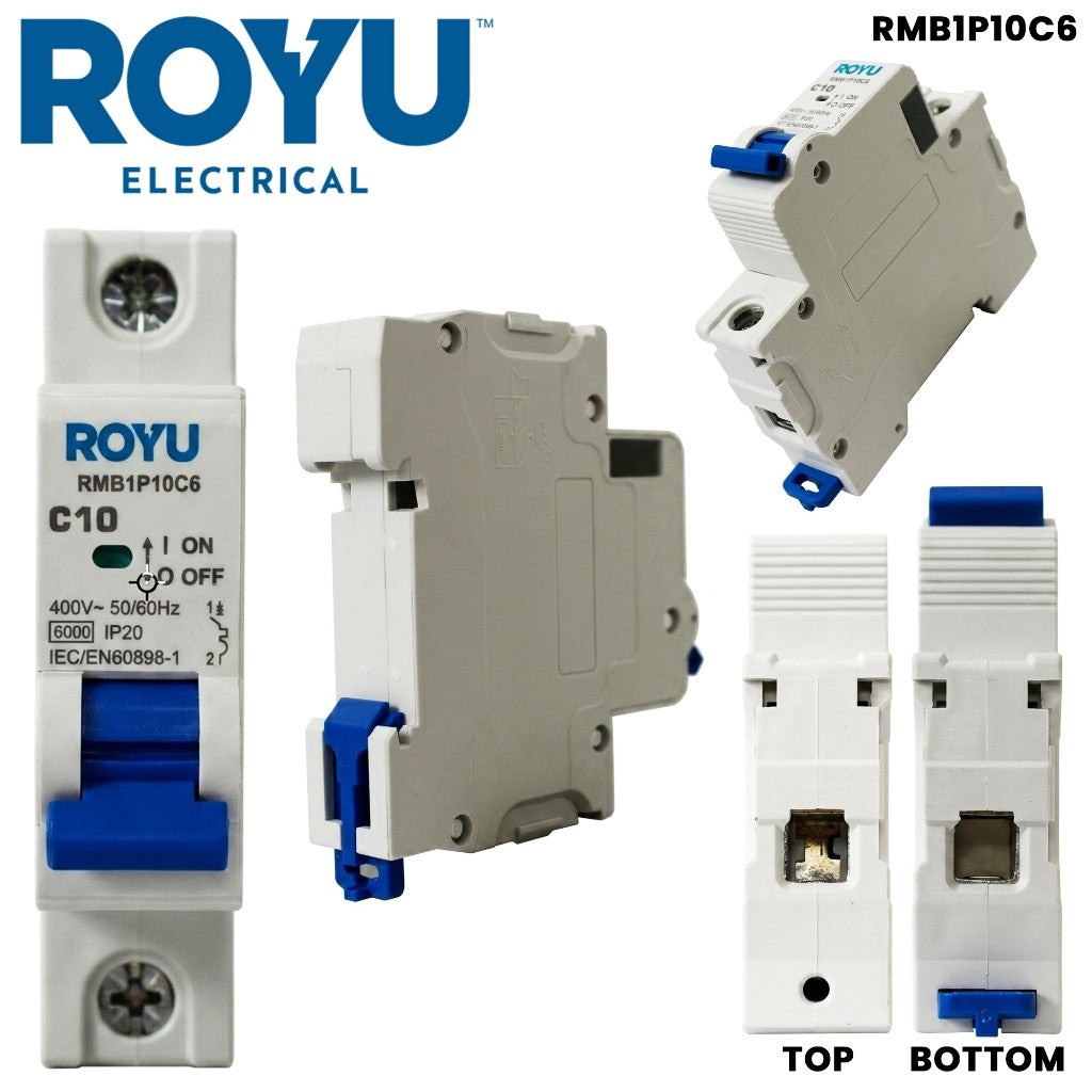 Royu by Winland Miniature Circuit Breaker (MCB) 6kA, 1-Pole, 400V AC, 1-Module DIN Rail Mount