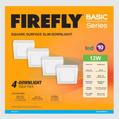 Firefly by Winland Basic Series 4-LED Square Surface Slim Downlight Value Pack