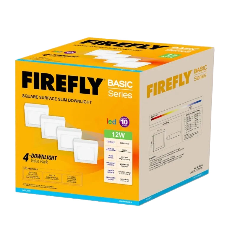 Firefly by Winland Basic Series 4-LED Square Surface Slim Downlight Value Pack